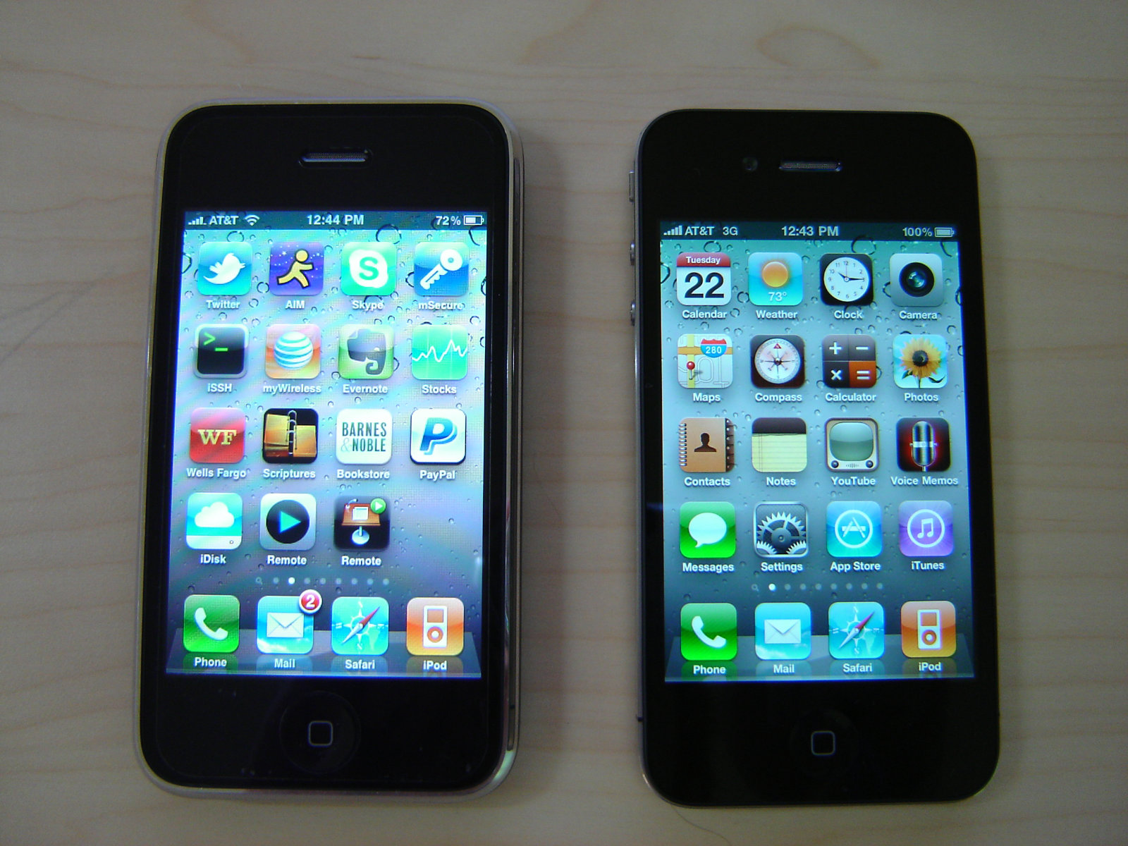 Крупный реальный кадр iPhone 4: резкость текста и iconography становится самостоятельным аргументом интерфейса.
