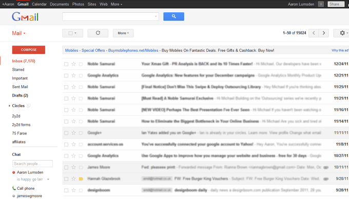 Gmail после Kennedy: меньше visual clutter, единые icons, whitespace и более спокойная hierarchy.