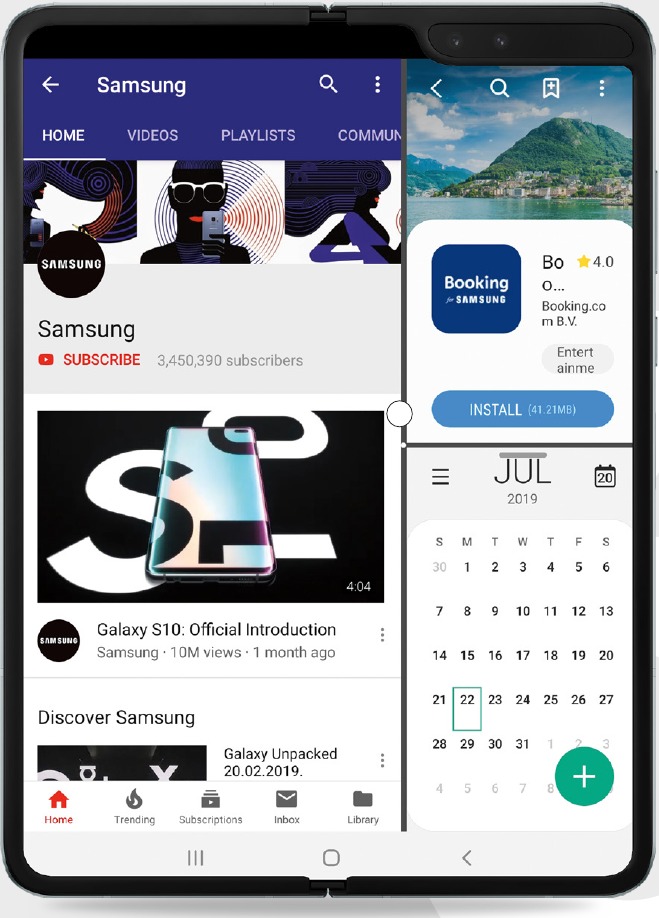 Страница официального quick-start guide демонстрирует multi-tasking и continuity на большом внутреннем экране.