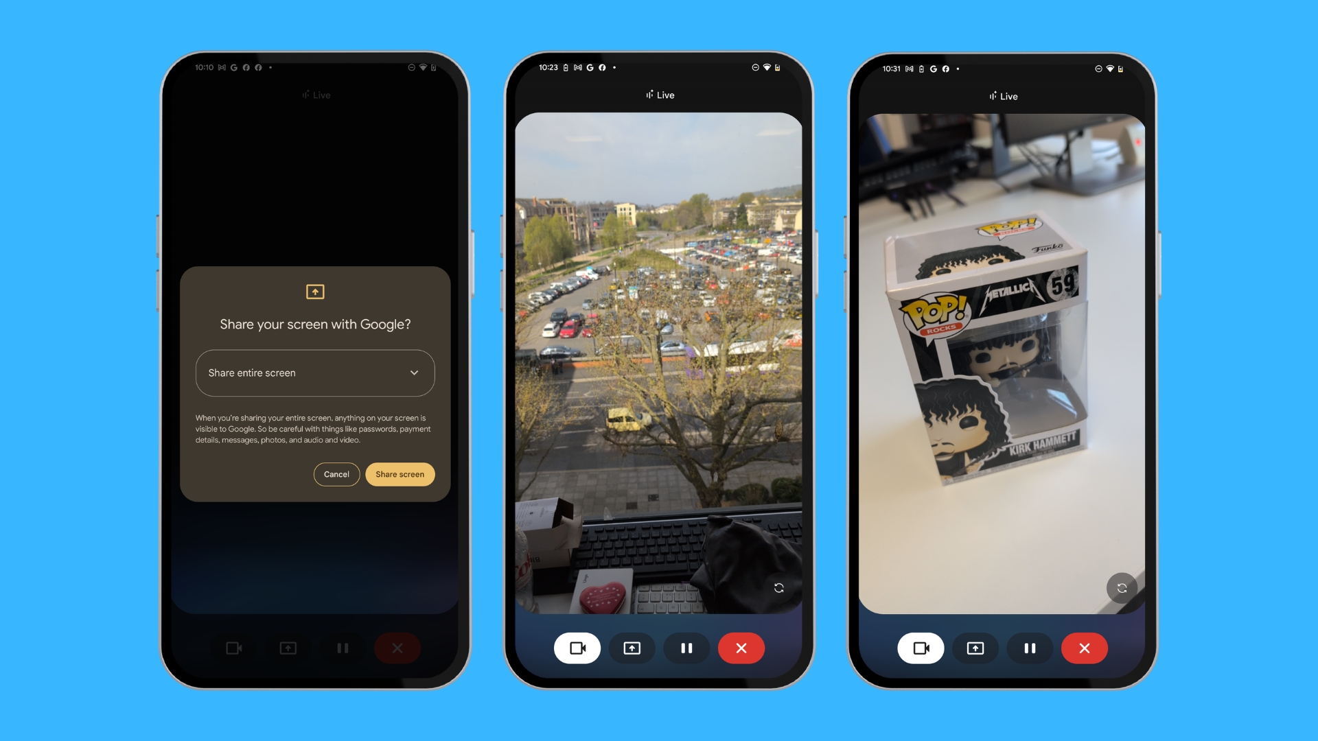 Screen sharing Gemini Live: интерфейс другого приложения становится входным контекстом для ассистента.