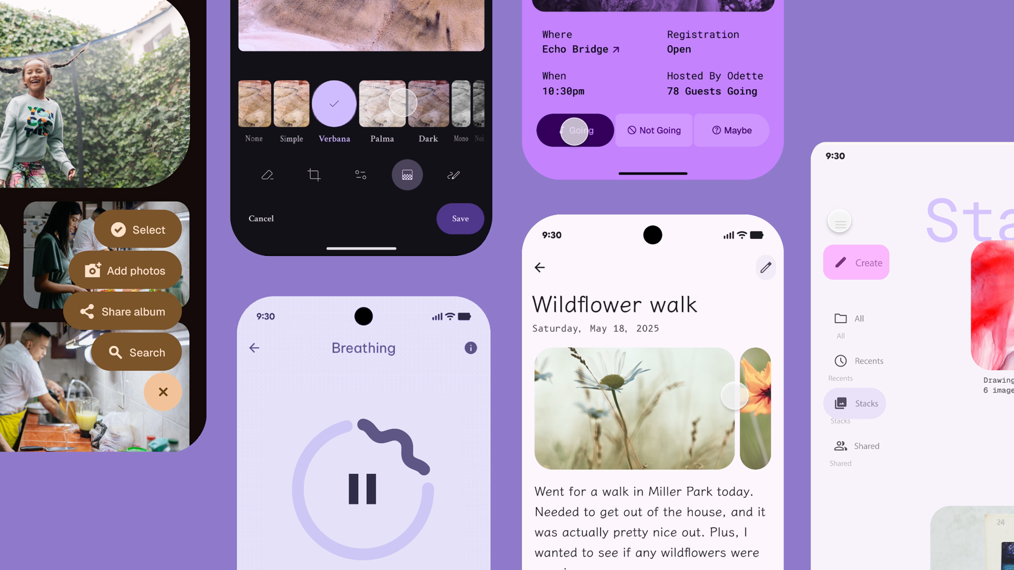 Коллаж интерфейсов Android 16 показывает springy, rounded и эмоционально более заметный язык после десятилетия стерильной унификации.
