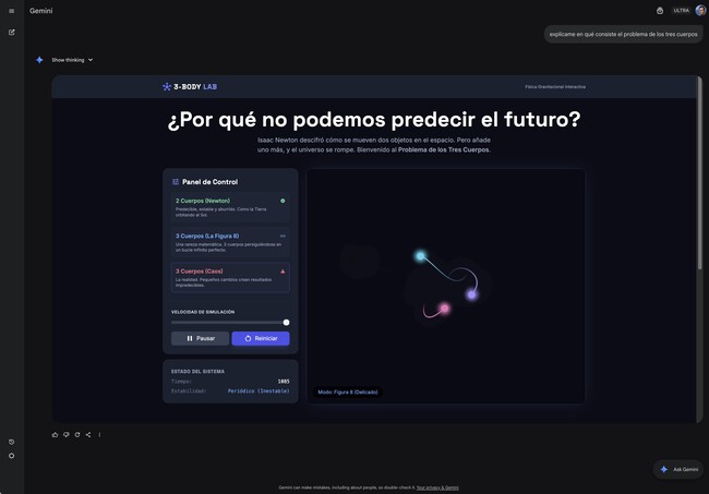 Dynamic View создаёт интерактивную физическую симуляцию с controls специально под один запрос.